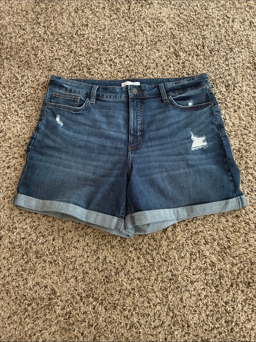 Lauren Conrad Jean Shorts Blue Denim Distressed Plus SZ 16